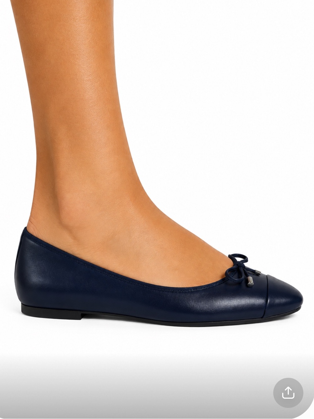 VIONIC Navy Leather Bow-Accent Ballet Flat Size 9
